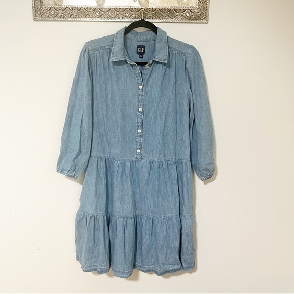 Gap Denim Cotton Long Sleeve Mini Dress Medium - Picture 1 of 3